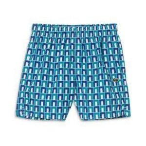 Lacoste Kids Blue and White Swim Trunks